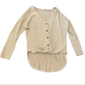 Liberty Love Size Medium Cream Button Down Sweater Lightweight